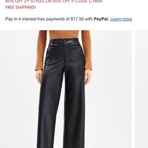 “The Loft” Palmer Wide Leg Crop Pants in Faux Leather. New with tags!